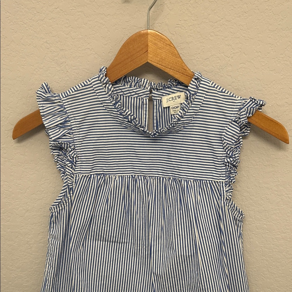 J. Crew Navy and White Ruffle Tank Top - Picture 3 of 7